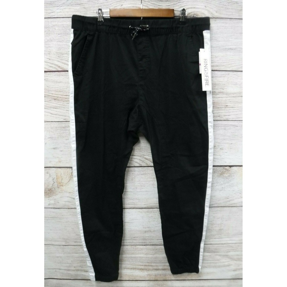 Ring of Fire Jogger Mens Size Small Black & White Elan Flex Fit Twill Skinny New